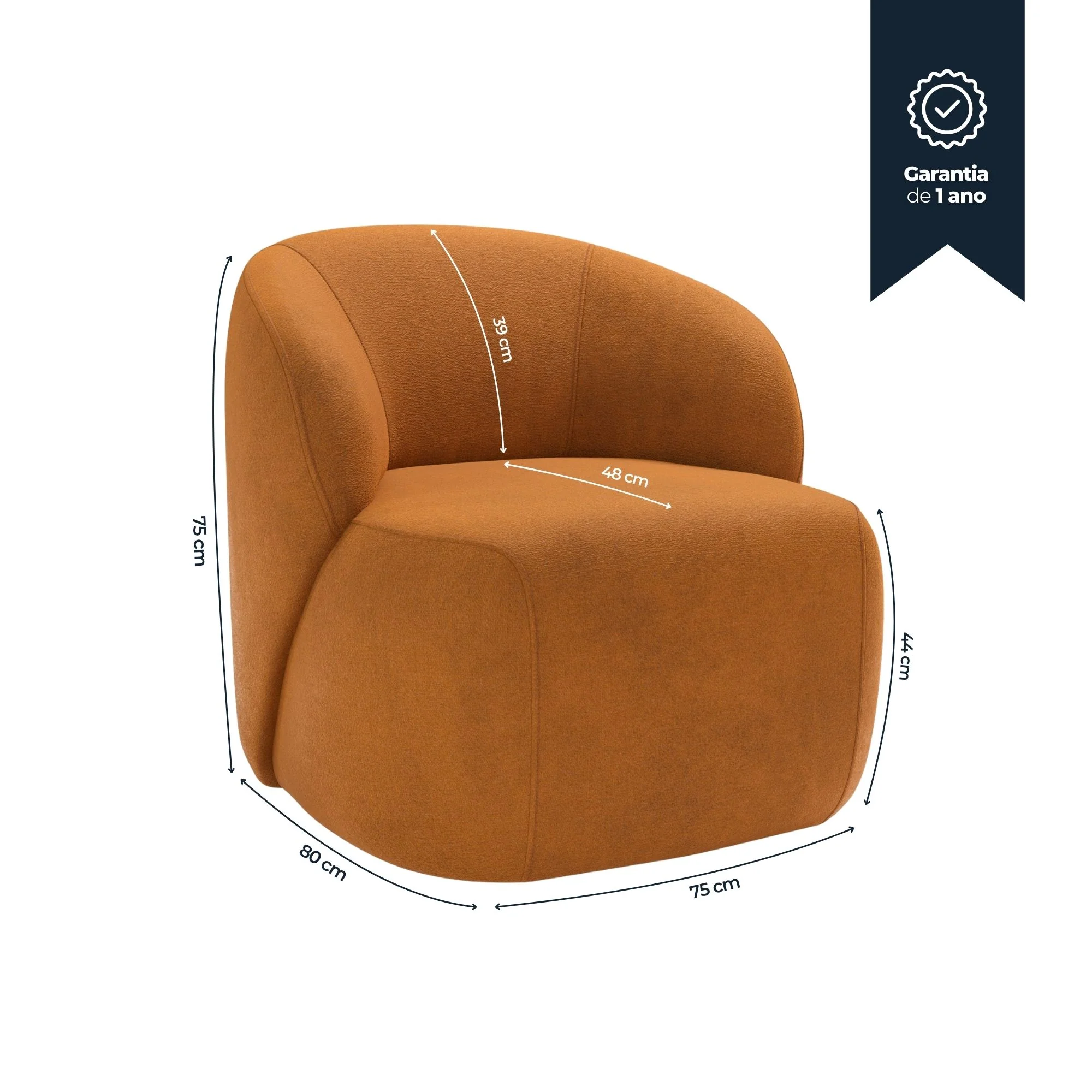 Especificações técnicas da Poltrona Moon Damie.