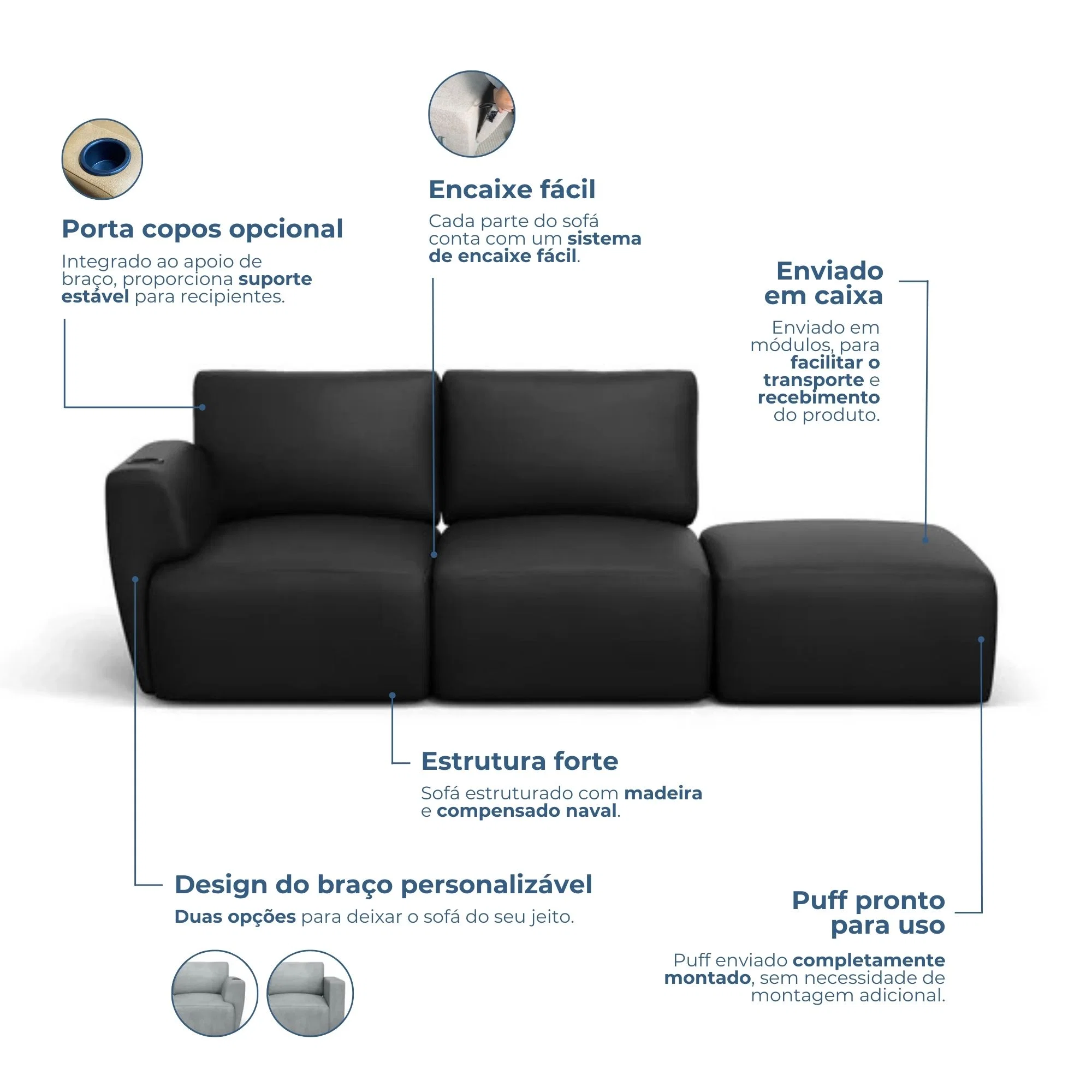 Itens do sofá modular separados