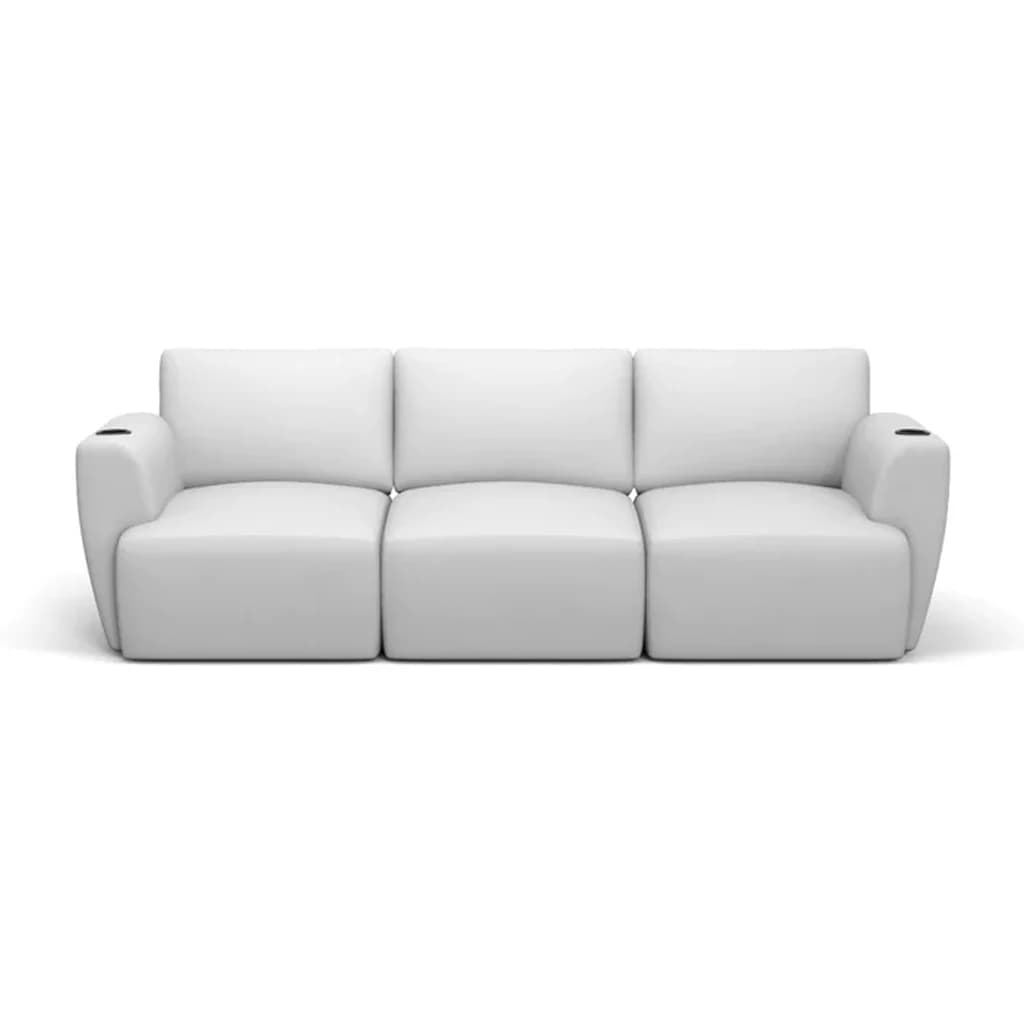 Render do Sofá Modular Damie mostrando as opções de revestimento